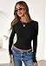 PRETTYGARDEN Womens 2025 Summer Fall Long Sleeve Shirts Ribbed Knit Fitted Basic Tee Going Out Tops Underscrub Casual Outfits (Black,Medium)