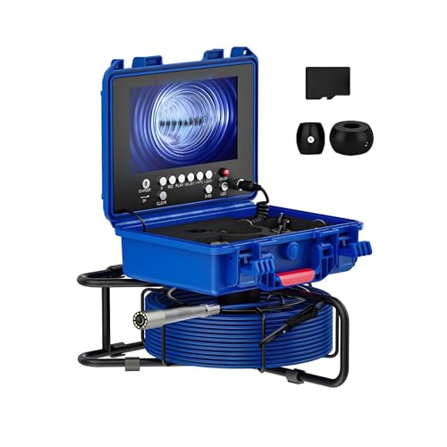 JQGADL Videoispezione per Tubazioni,9 Endoscopio Telecamera, 1080P Telecamera di Ispezione Tubi, Telecamera per Ispezione Tubi Fognature, per Conduttura Ispezioni(Size:30 M/98 FT,Color:Blu)