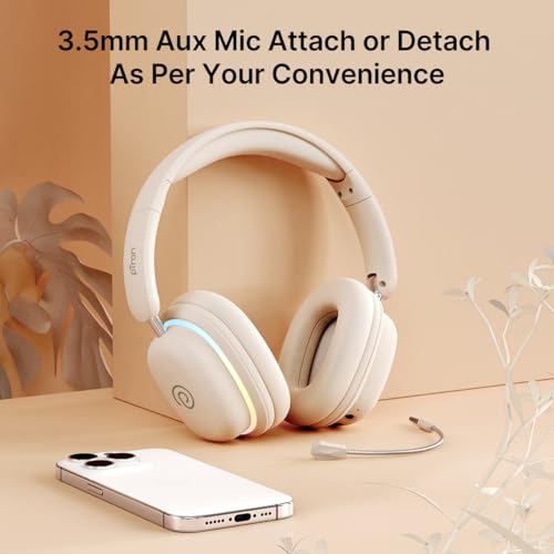 pTron Studio Xtreme Beige Wireless Over Ear Headphones - Image 7