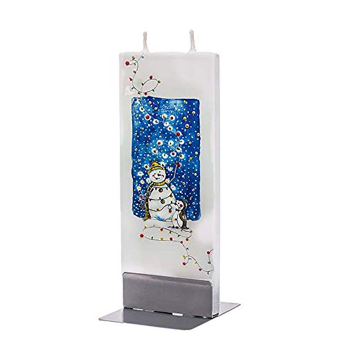 Flatyz Snowman Candle With Christmas Lights - Flat, Decorative, Hand Painted Christmas Candle Gifts For Women Or Men - 6 Inches #TOP3