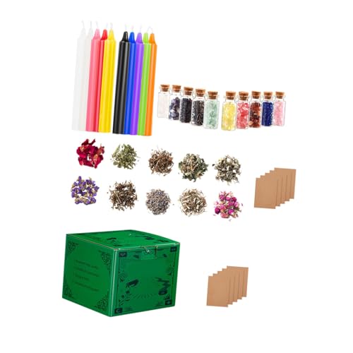 Set de bougies avec cristaux et fleurs séchées pour rituels et débutants