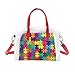 ALALAL Sacs à bandoulière mignons pour femmes coloré brillant Puzzle Hobby activité Messanger sac avec bandoulière amovible en cuir Pu pour les adolescentes femmes