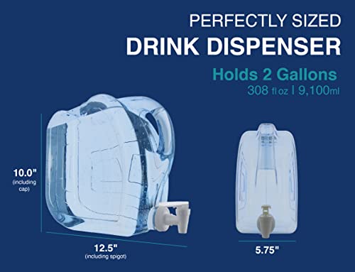 Arrow Ultra Drink Dispenser For Fridge, 2 Gallon - Plastic Beverage Dispenser With Spigot For Easy Dispensing - Made In The Usa, Bpa Free Clear Plastic - Convenient Handle, Easy-Pour Spout #TOP6