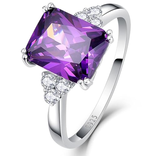 Yaresul Women's Purple Ring Amethyst Ring 925 Sterling Silver White Gold Amethyst Engagement Ring...