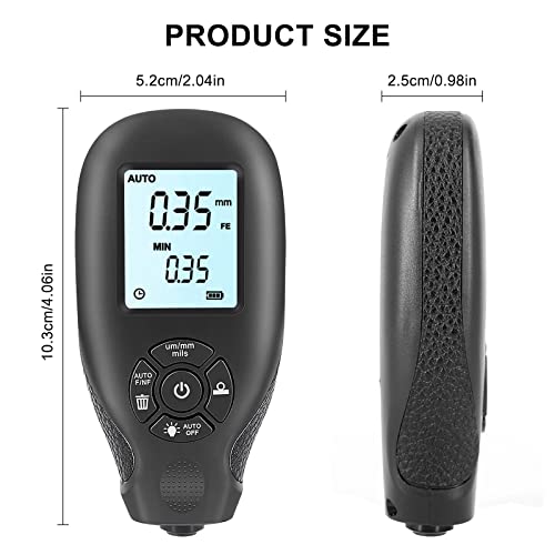 Medidor de espesor de recubrimiento, portátil para pintura automotriz, con pantalla LCD y calibración automática de un solo botón, apto para automóviles, barcos y metales miniatura 4