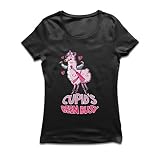 lepni.me T-Shirt Femme Cupidon a été très occupé Dessin animé sur l'amour ironique des Lamas (L Noir Multicolore)