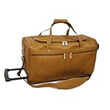 Piel Leather Duffel On Wheels, Saddle, One Size