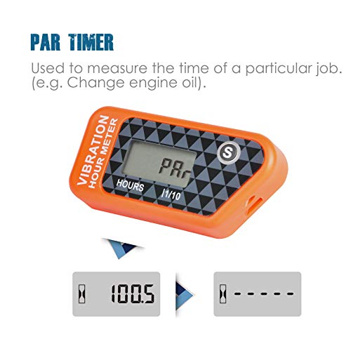 Compteur horaire sans fil auto-alimenté numérique Runleader, activation par vibration, minuterie de travail réinitialisable, arrêt du verrouillage de l'utilisateur, utilisation pour le(Orange) - Image 4