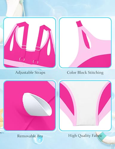 Image of Teen Girls Swimsuits V-Neck Bikini Set Bathing Suits Cross Straps Two Piece Swimwear with Drawstring