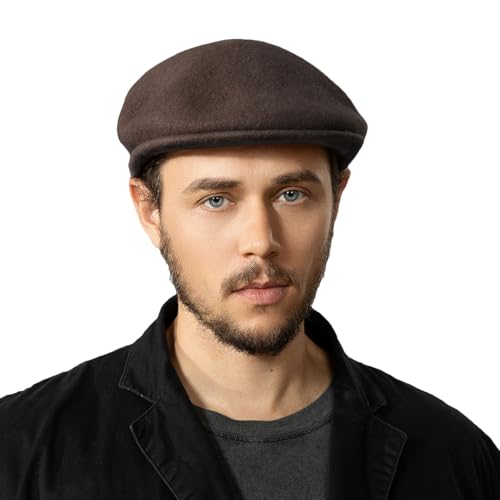 Gajaous - Gorra de mezcla de lana para hombre, gorra plana clásica Ivy Cabbie Gatsby para invierno, café, M