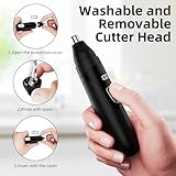 Nose Hair Trimmer Professional Painless Eyebrow Trimmer Battery-Operated Trimmer Dual Edge Blades for Easy Cleansing (Black Gray) - Image 6