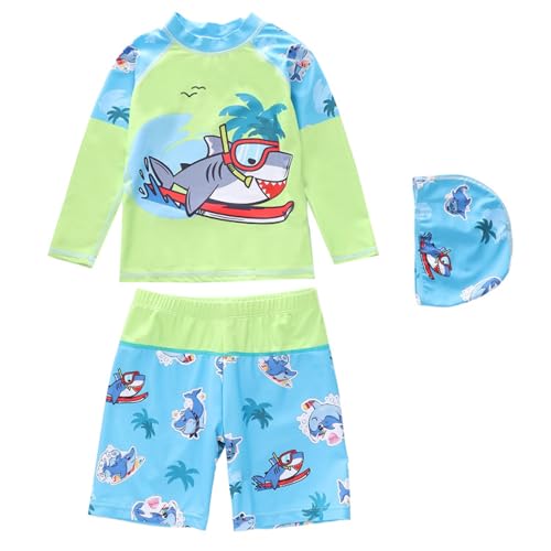 Maillot de bain enfant garçon avec bonnet de natation anti-UV intégré