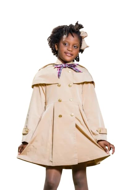 Classic Trench Coat for Girls with Festive Bow Detail