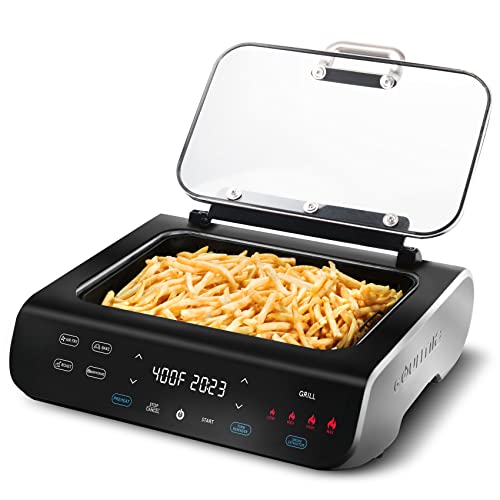 Gourmia Smokeless Indoor Grill & Air Fryer raclette grill with Smoke Extracting Technology Extra-Large Nonstick Cooking electric grill indoor Korean BBQ Style 6 Quart FoodStation™