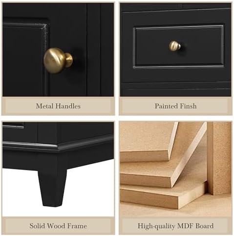 36" Bathroom Vanity with Sink, Harper & Bright Designs Free Standing Single Vanity Set with 3 Drawers and One Door with Storage Racks, Solid Wood Storage Cabinet with Ceramic Basin for Bathroom, Black — view 7
