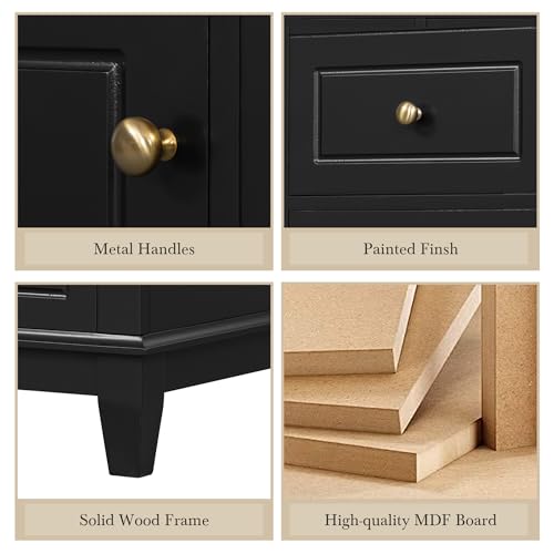 Bathroom Vanity with Ceramic Sink 36 Inch, Cabinet with One Door and Three Drawers, Soft-Closing Door, Solid Wood Legs, Black by Merax - Used condition - Image 2