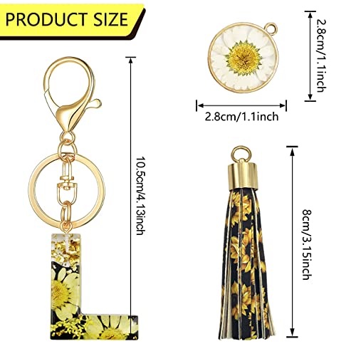 Xgalbla Letter L Keychain Accessories Cute Sunflower Initial Key Ring Premium Bag Charm Keychain Accessories For Women #TOP1