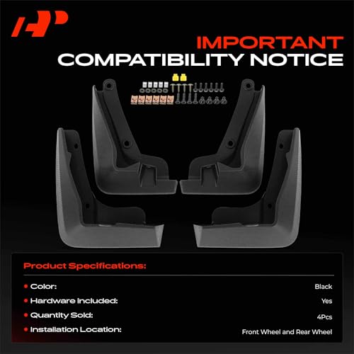 Image of A-Premium Set of 4PCS Mud Flaps Splash Guards Mudguards with Hardware Kits Compatible with Subaru Crosstrek 2023-2023, After July, Wagon Only, Front & Rear (Driver and Passenger Side) | Compatible with Subaru Crosstrek 2023-2023 Wagon, Set of 4 Front and Rear