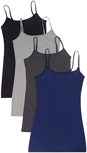 4 Pack Active Basic Women's Basic Tank Tops Large Black, Charcoal, H Gray, Navy