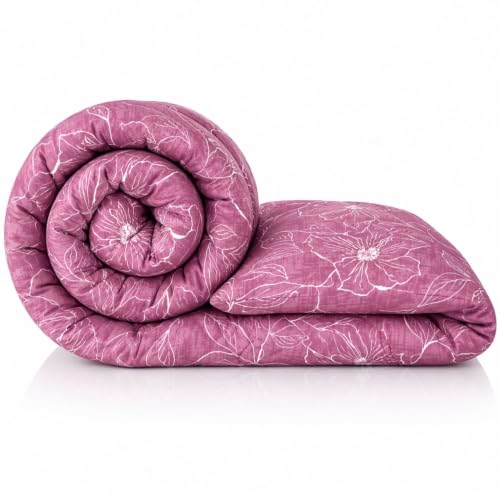 Image of Dream Weaverz Microfibre Comforter Double Bed | 200 GSM Siliconized Polyester | All Season AC Quilt | Khadi Solid Print | Anti Pilling | Machine Washable | Pink (230x250 CM)