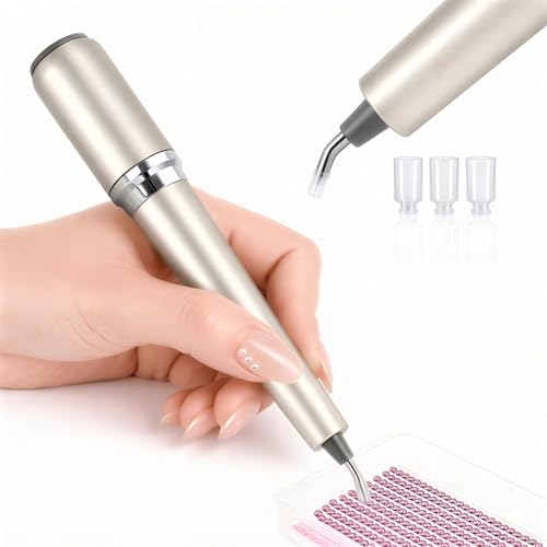 Image of SUBFIX Wireless Electric Diamond Art Pen, Vacuum Diamond Painting Pen No Wax Needed, 150 Ergonomic Tip, Quiet Lightweight & Rechargeable Diamond Art Accessories for Adults (Champagne Gold)