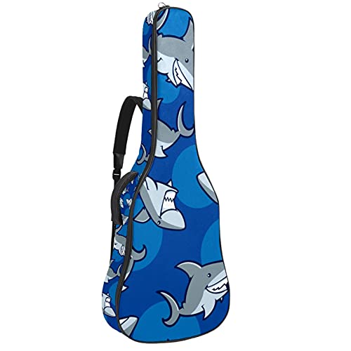 Housse basse acoustique et guitare motif requin bleu contre les rayures