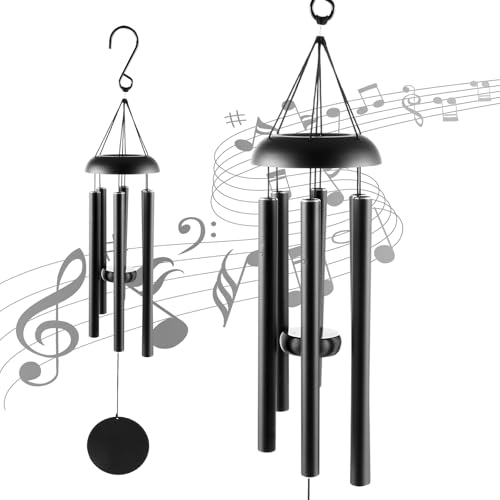 MIVIDE Windspiele, Windspiele für Draußen Hängend, 83 cm Wind Chimes 6 Metallröhren, Windspiel Metall für Draußen, Klangspiel, Heimdekoration, Geschenke (Schwarz)