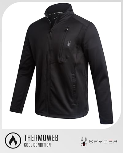 Image of Spyder Mens Fleece Jacket - Polar Fleece Suede Mens Jacket Lightweight UPF 30+ Athletic Zip Up 2 Way Stretch Coat for Men
