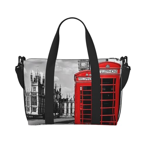 Sac de sport pliable noir et sac de voyage motif téléphone rétro de Londres