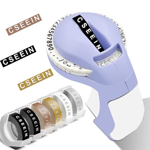 Embossed Label Printer (with Tape), Includes 6 Rolls of 3D Embossed Waterproof Labels, Ideal for Office, Home Organization, and DIY Projects
