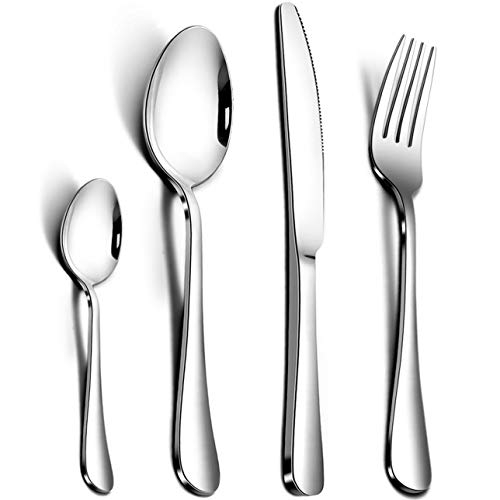 AckMond Lustroso Set de 36 piezas Cubertería, en acero inoxidable, servicio para 6