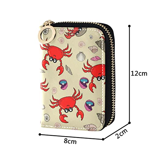 OTVEE Cute Crab Shrimp Shell RFID Credit Card Wallet, Microfiber Leather Zipper Card Case Holder for Women4