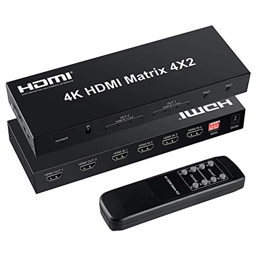 FERRISA 4x2 HDMI Matrix Switch,4 in 2 Out Matrix HDMI Video Switcher Splitter +Optical & L/R Audio Output,Support Ultra HD 4K,3D 1080P,Audio EDID Extractor with IR Remote Control
