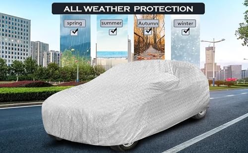 Image of Auto Hub Waterproof Car Cover Compatible with Maruti Swift (Model: 2024-Till Date) with Mirror Pocket, Soft Cotton Lining, Swift Car Cover Waterproof - Metallic Silver