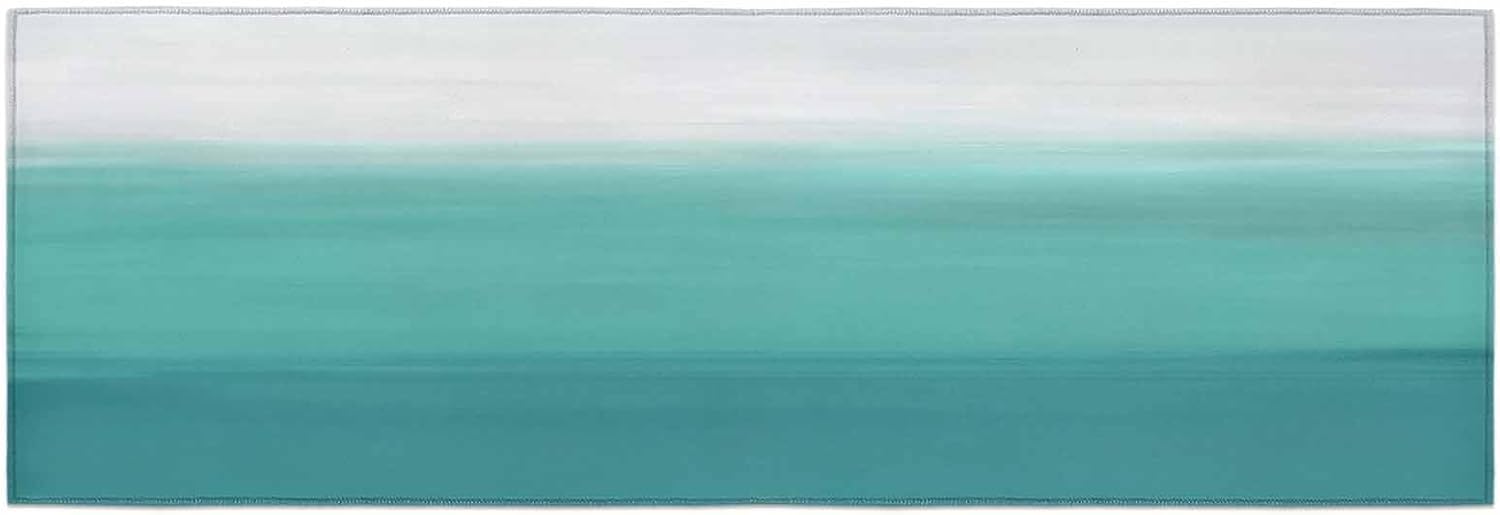 Kitchen Mats for Floor Retro Modern Teal Gray Ombre Washable Non Slip Kitchen Rugs 1PCS, Abstract Color Gradient Art Absorbent Standing Mats for Sink Bathroom Office Living Room 23.6x70.9in