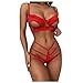 Healter Push-Up BH Set Damen Dessous Sexy Set für Damen Ohne Bügel BH Schulterfreie Krawatte Crop-Top und Tanga Bikini Set für Damen Unterwäsche Lingerie Negligee Dessous Set