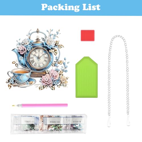 KEYIFA Diamond Art Kit for Erwachsene, Vintage Teapot Clock DIY Hanging Diamond Painting Crystal, Acrylic Gem Art Board, Diamantmalerei Anhänger, Hanging Ornaments Kit for Home Decor - Image 4