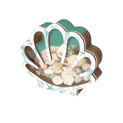 Caja De Visualización De Concha De Madera - Portátil Transparente Con Cubierta Acrílica | Organizador De Shell Compact Beach Esiting, Armario De Baño Para Sala De Estar, Baño, Des