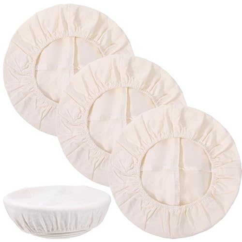 3 Pack Cotton Bread Proofing Covers, 10.23" Sourdough Bowl Cover, Reusable Banneton Liner Cloth for Sourdough Fermentation, Fits 8-11 Inch Bowls Jars