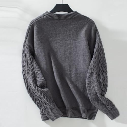 Womens Cable Knit Sweaters Vintage Chunky Long Sleeve Crewneck Oversized Sweater Fall Winter Casual Warm Pullover Tops2