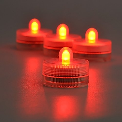 Image of KITOSUN Submersible LED Lights cr2032 Battery Powered Underwater Waterproof LED Tea Light Candles for Events Wedding Centerpieces Vase Floral Xmas Holidays Home Decor Lighting(Pack of 12) (Red)