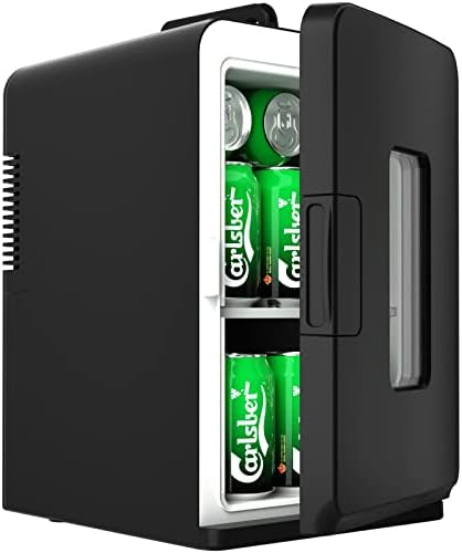 Mini Fridge for Bedroom, 15 Liter/21 Cans Skincare Fridge 110V AC/12V DC Portable Thermoelectric Cooler and Warmer Small Refrigerator for Makeup, Food, Drinks, Dorm, Office and Car, Transparent Window