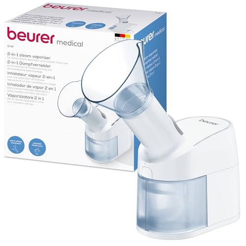 Beurer SI 40 Dampfvernebler, zur Anwendung für Mund, Nase und Rachenraum bei Erkältungen, Verneblung von Flüssigkeiten und ätherischen Ölen, extra leise