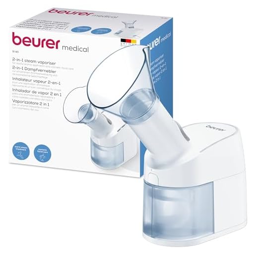 Beurer SI 40 Dampfvernebler, zur Anwendung für Mund, Nase und Rachenraum bei Erkältungen, Verneblung von Flüssigkeiten und ätherischen Ölen, extra leise