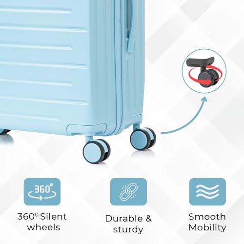 TUSKER TRUNK Polycarbonate Hard Sided Casing Garnet Check-in Cabin Trolley Bag, Lightweight Luggage Suitcases with 8 Silent Spinner Wheels & TSA Lock - (Small_Seablue) - Set of 1 4 41eYfH5rPJL