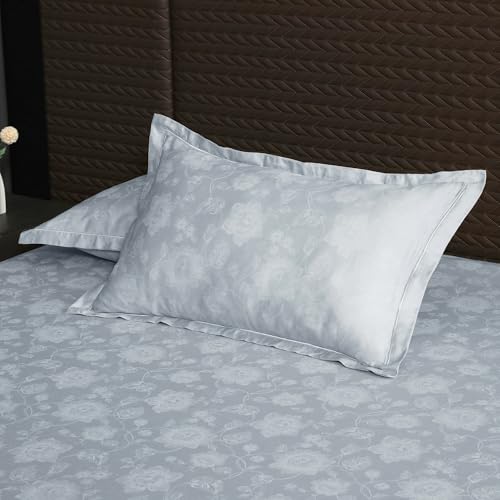 Image of Story@Home 500 TC Long Staple Premium Cotton Sateen Weave Compact Yarn Bedsheet King 108 x 108 Inches Floral Soft Flat Sheet with 2 Pillow Covers 18 x 27 Inch -Blush