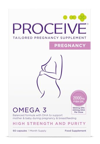 Proceive Pregnancy Omega 3 High Strength & Pure Fish Oil Capsules for Women Prenatal DHA & EPA Supplement for Pregnancy and Breastfeeding Moms 2000mg Omega 3 Supplement 1 Month Supply 60 Capsules