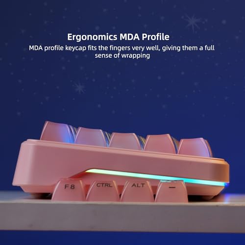 Image of Womier Pink Jelly Keycaps, Ceramic Keycaps Style Clear Keycap | Ice-Cream Cute Transparent Shine Through Custom 60 65 75 Percent for Cherry MX,Gateron Mechanical Keyboards, MDA Profile,Pink