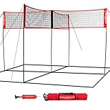 PowerNet Four Square Volleyball Net | Fun New Game | Play at The Park or Beach | 2 Versions (Four...