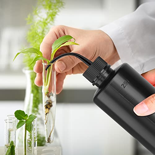 Wash Bottle 2pcs 250ml/8oz Safety Watering Tools, Economy Plastic Squeeze Washing Cleaning With Narrow Mouth Scale Labels for Medical Succulent Irrigation Plant (Black)